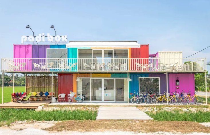 Padi Box rainbow container homestay in Sekinchan
